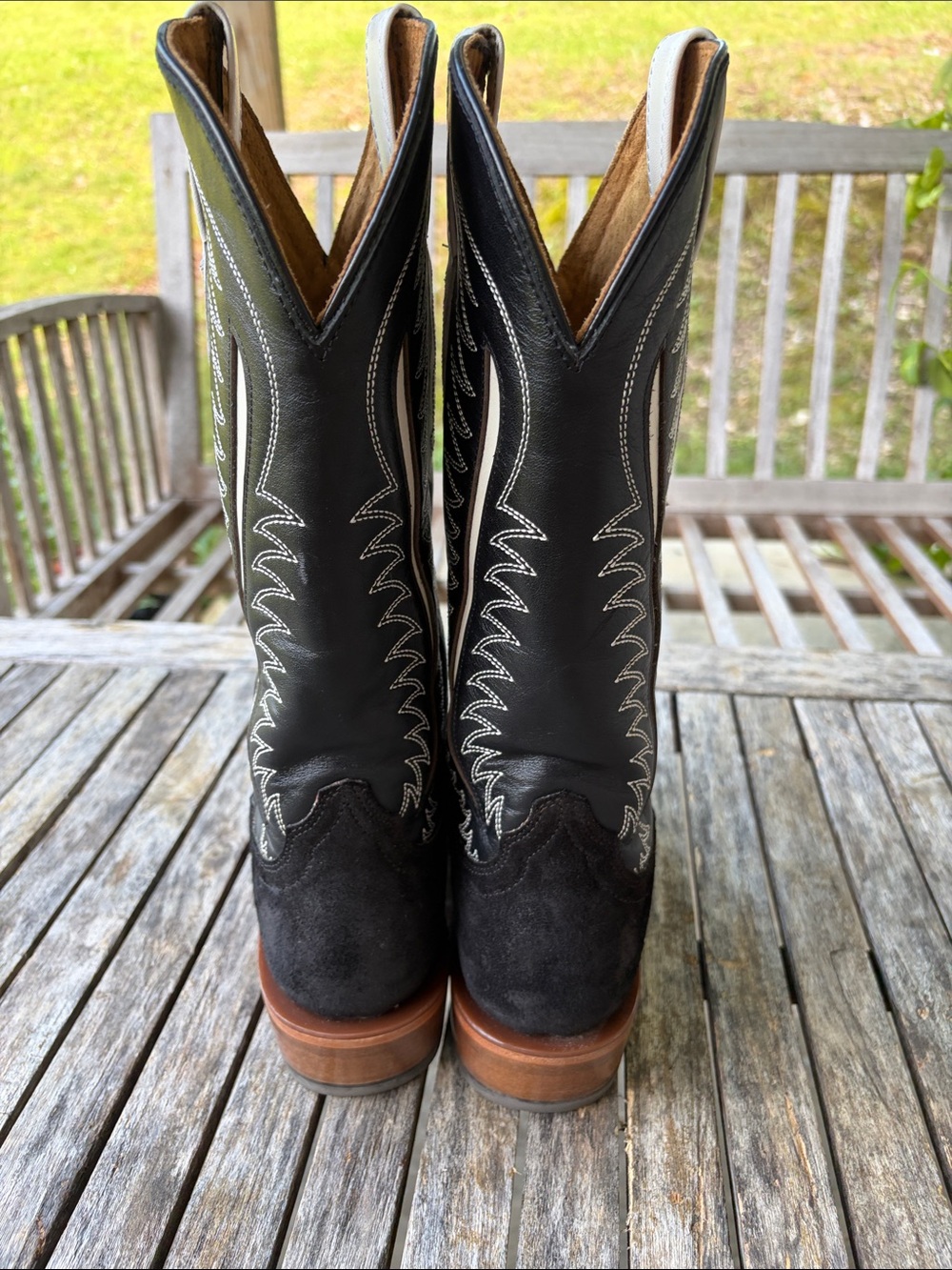Ariat Black Suede & Leather Western Heeled Boots - Picture 5 of 11